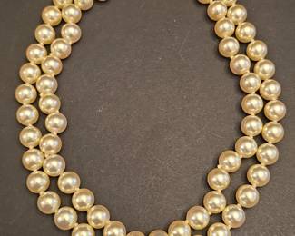 S.A.L. Swarovski America Ltd. Double Strand Faux Pearl Necklace with Crystal Clasp