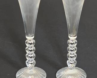 Cristal dArques Heart Stem Flute Pair