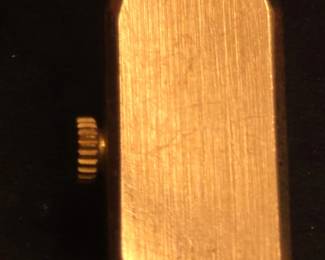 Geneve 14k Gold Womens Rectangular Quartz Watch with Braided Bracelet