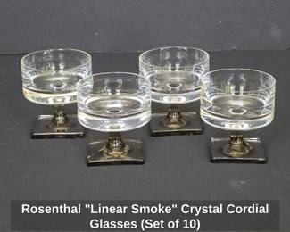 Rosenthal Linear Smoke Crystal Cordial Glasses Set of 10