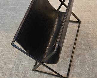 Black Leather Folding Magazine Rack