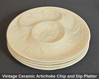 Vintage Ceramic Artichoke Chip and Dip Platter
