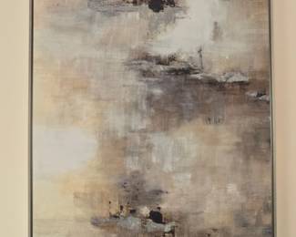 Large Abstract Beige and Black Canvas Wall Art (40x60 inches)
