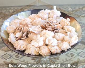 Sola Wood Flowers in Capiz Shell Bowl