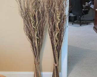 Tall Curly Willow Branches with Metallic Gold Ribbon Accents