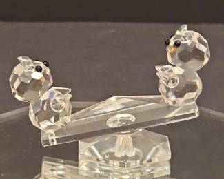 Swarovski Crystal Happy Bears Figurine on Seesaw