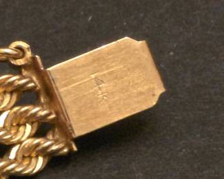 Geneve 14k Gold Womens Rectangular Quartz Watch with Braided Bracelet