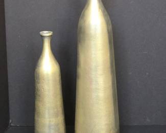 Pair of Gold Aluminum Bottle Vases