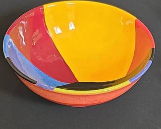 HandPainted Ceramic Bowl with Abstract Design