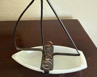 Milk Glass sail boat 