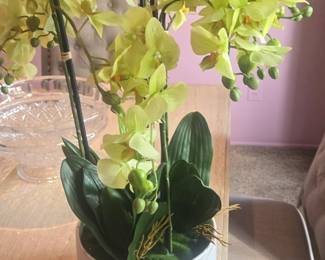 Artificial Phalaenopsis Orchid Arrangement in White Ceramic Pot