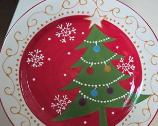 Pier HandPainted Ironstone Christmas Tree Plate