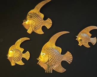 Set of Brass Angelfish Wall Decor, Made in India