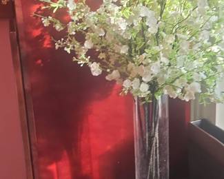 Nearly Natural Artificial Cherry Blossom Arrangement in Glass Vase