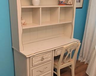 Jessica McClintock Romance Collection French Provincial Style Vanity Desk with Hutch and Chair