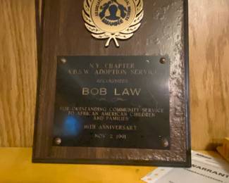 Association of Black Social Workers NY Chapter Adoption Service Award Plaque for Bob Law