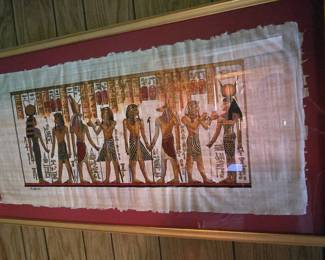 Signed Egyptian Papyrus Painting by S. Gharia