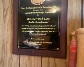 Sons  Daughters of Jamaica, Inc. Ancestral Heritage Award to Brother Bob Law