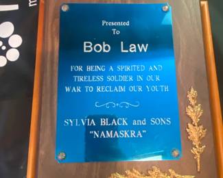 Presentation Plaque for Bob Law