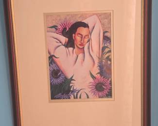 Woman with Sunflowers Lithograph by LaShun Beal