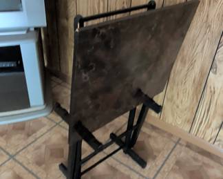 Vintage Artex Faux Wood Grain TV Tray Table Set