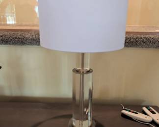 Crystal Column Table Lamp with Brass Accents second image