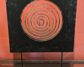 Abstract Metal Sculpture with Spiral Motif