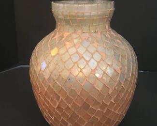 Decorative Ceramic Vase with Leaf Pattern and Mosaic Glass Vase third image