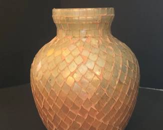 Decorative Ceramic Vase with Leaf Pattern and Mosaic Glass Vase fourth image