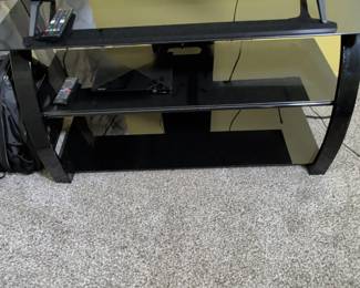 Bello PVSHG Black Glass and Metal Media Console