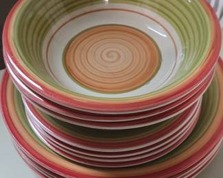 Pier Valencia Handpainted Stoneware Bowl and Plate Set