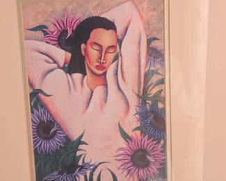 Woman with Sunflowers Lithograph by LaShun Beal second image