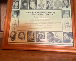 Certificate of Community Service for Brother Bob Law B