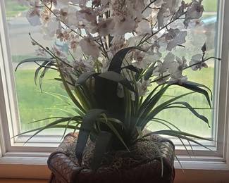 Nearly Natural Dancing Lady Silk Orchid Arrangement in Woven Pot
