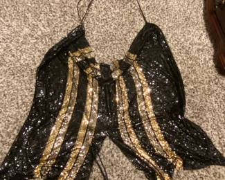 Black and Gold Sequin Halter Top