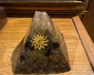 Orgonite Pyramid with Gold Flower Inlay