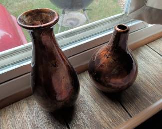 Pair of Studio Pottery Vases with Mottled Glaze