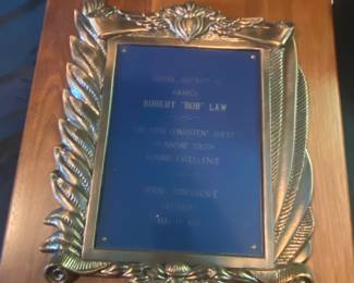 Award Plaque for Robert Bob Law from School District