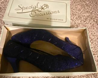 Special Occasions Royal Blue Beaded Heels by Saugus Shoe