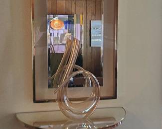 Vintage Murano Style Amber Twisted Love Knot Glass Sculpture