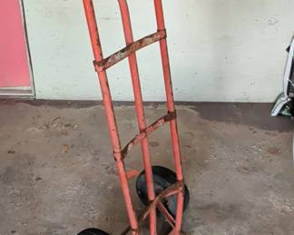 Red Steel Hand Truck with Pneumatic Tires