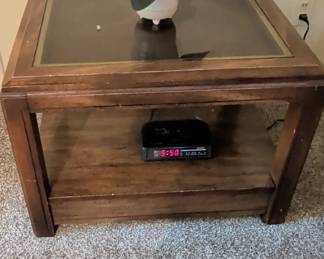 Vintage Basset Wooden End Table with Glass Top