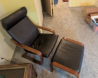 IKEA Pong Leather Armchair and Ottoman