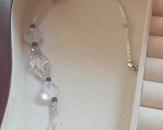 Quartz and Crystal Beaded Necklace with Sterling Silver Clasp