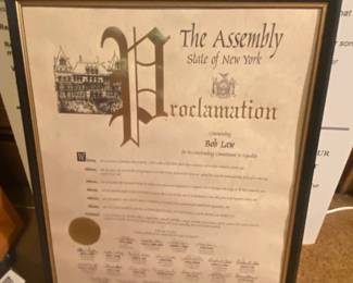 Assembly State of New York Proclamation for Bob Law