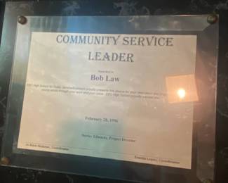 Community Service Leader Award Plaque for Bob Law  EBC High School for Public Service or Bushwick