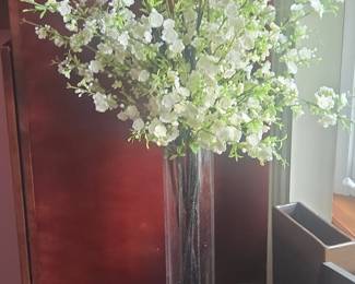 White Cherry Blossoms in Glass Cylinder  CFA Design Group