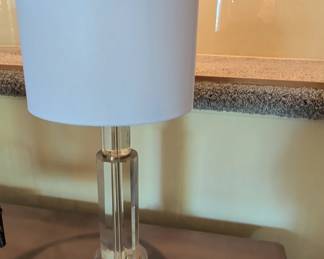 Crystal Column Table Lamp with Brass Accents