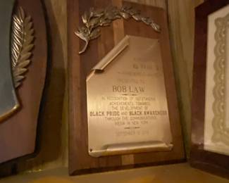Bob Law Black Pride and Black Awareness Achievement Award Plaque