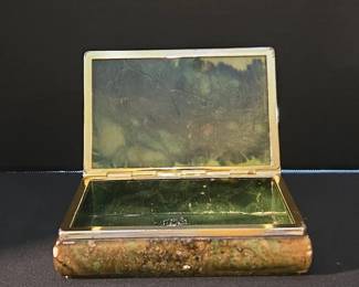Antique Green Onyx and Gilt Metal Jewelry Box